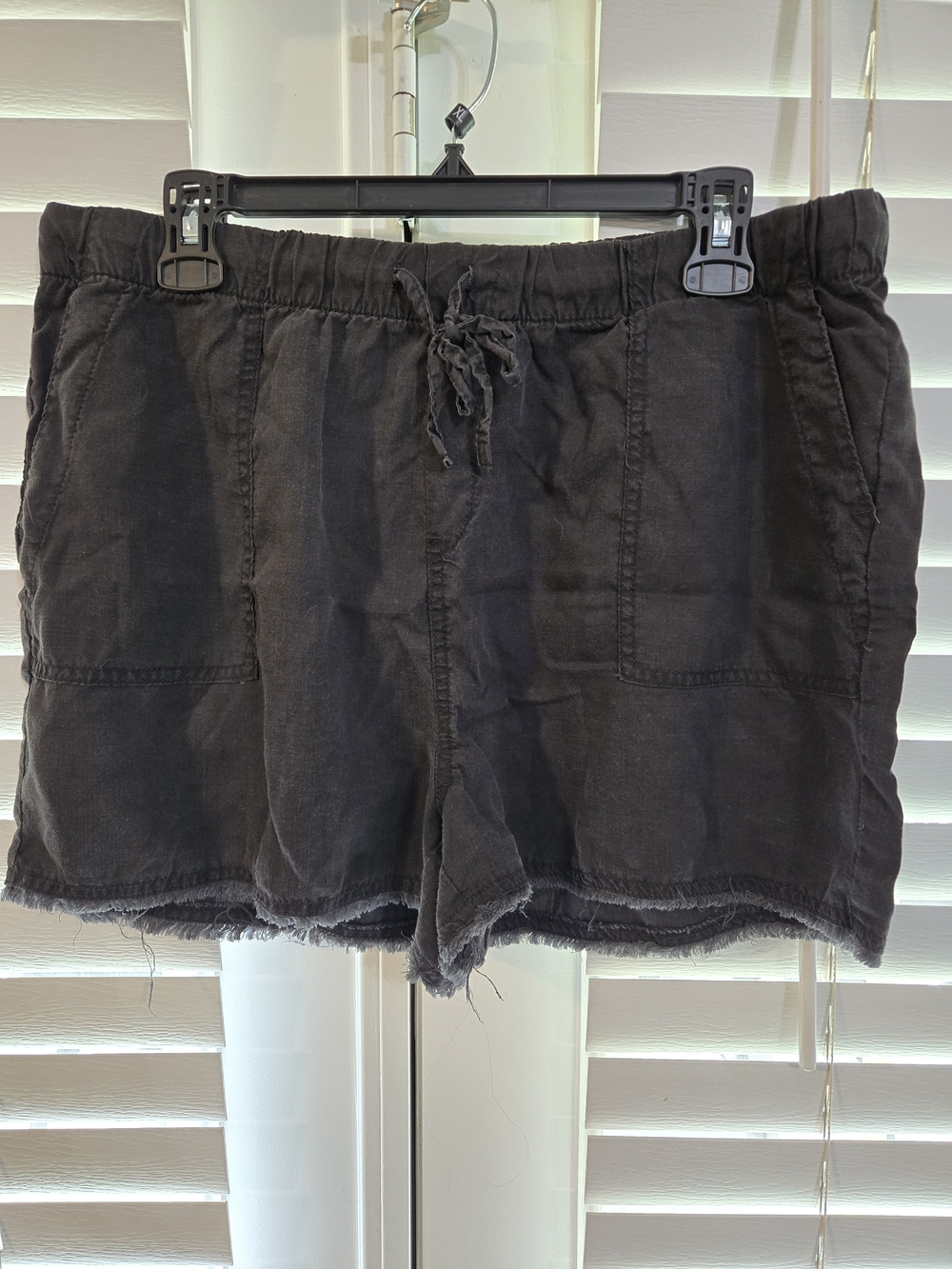 For The Republic Black High-Waist Drawstring Frayed Hem Shorts Sz XL